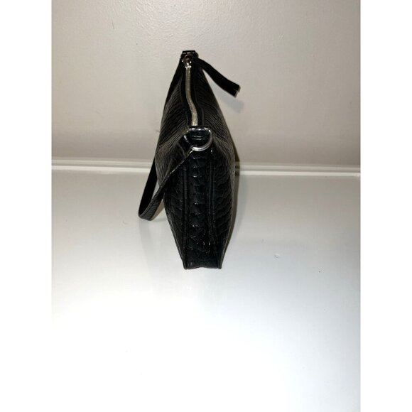 BANANA REPUBLIC Y2K Black Leather Reptile Skin Embossed Shoulder Bag - Picture 4 of 14